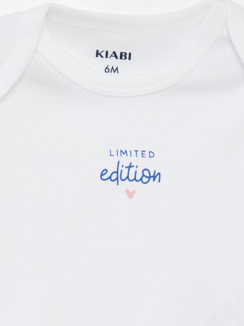 Bodies estampados de algodón - Pack de 3 BLANCO - Kiabi