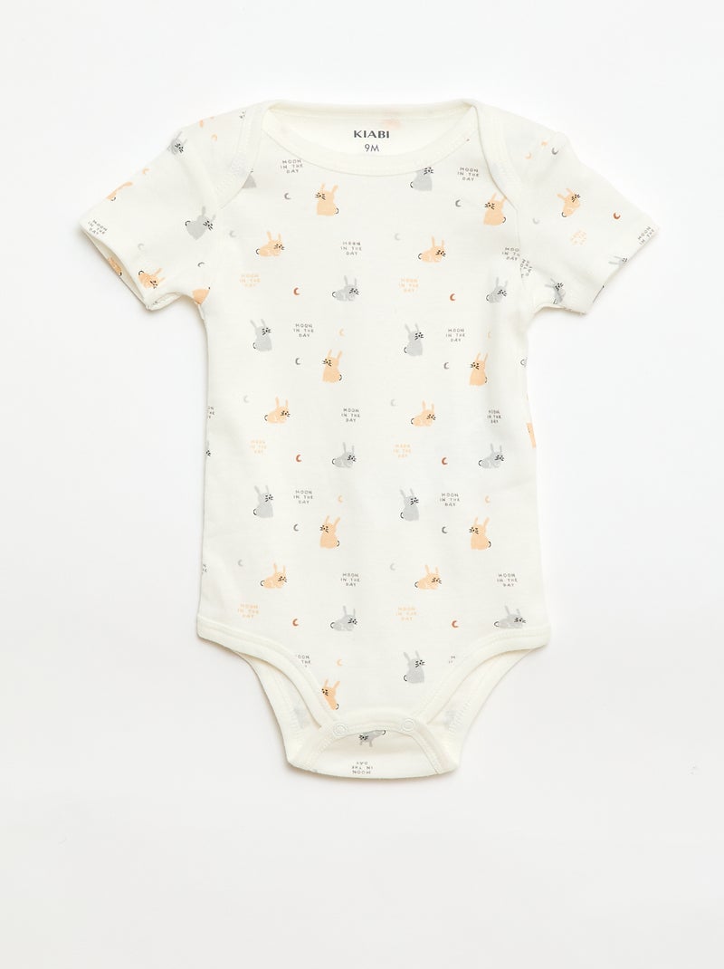 Bodies estampados de algodón - pack de 3 Beige - Kiabi
