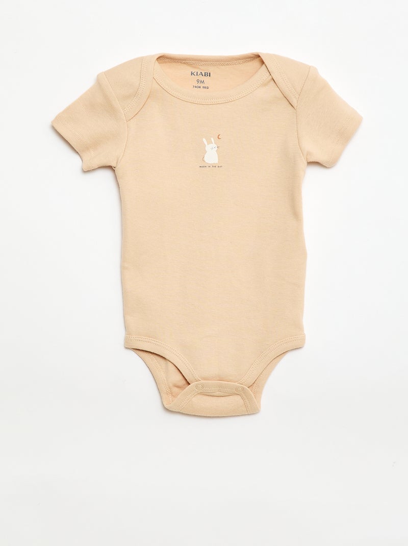Bodies estampados de algodón - pack de 3 Beige - Kiabi