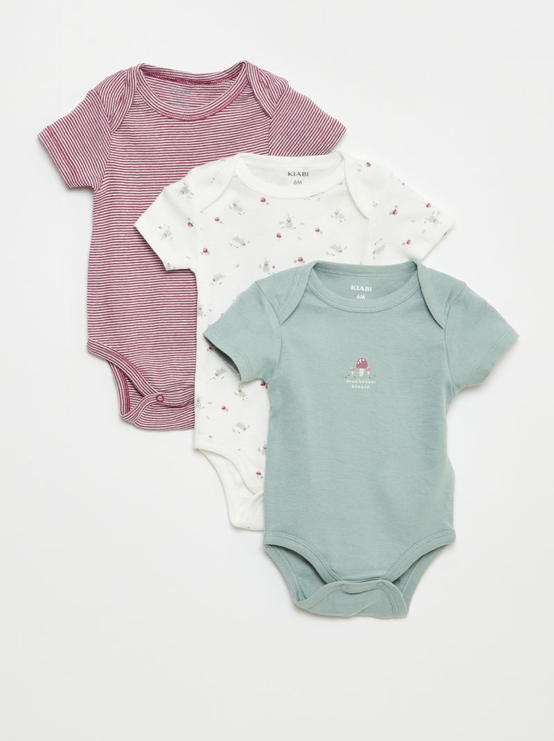 Bodies estampados de algodón - pack de 3 Blanco - Kiabi