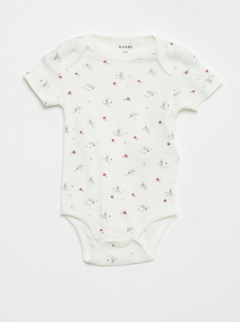 Bodies estampados de algodón - pack de 3 Blanco - Kiabi