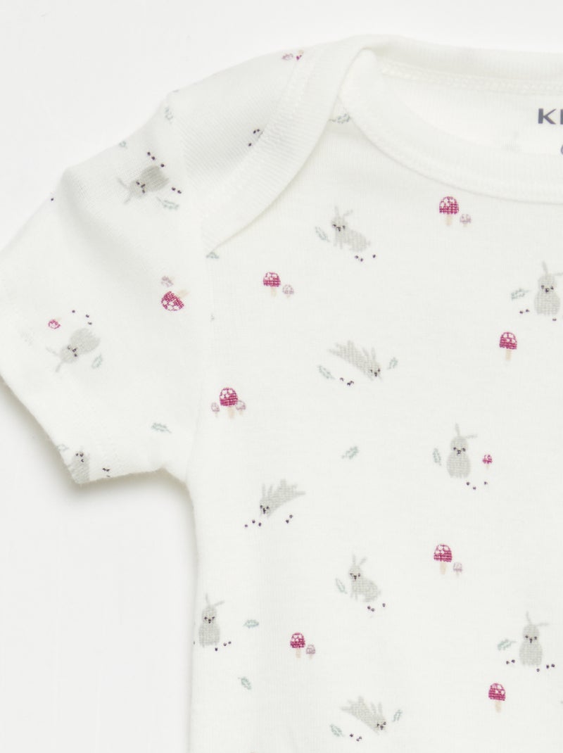 Bodies estampados de algodón - pack de 3 Blanco - Kiabi