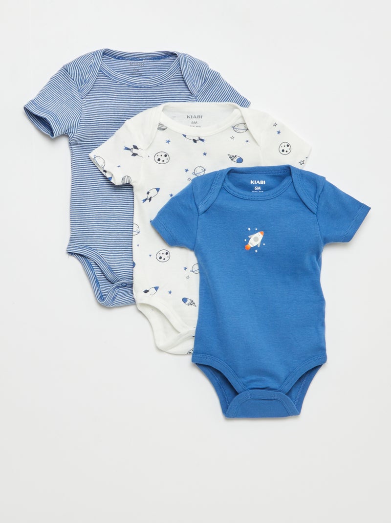 Bodies estampados de algodón - pack de 3 Blanco - Kiabi
