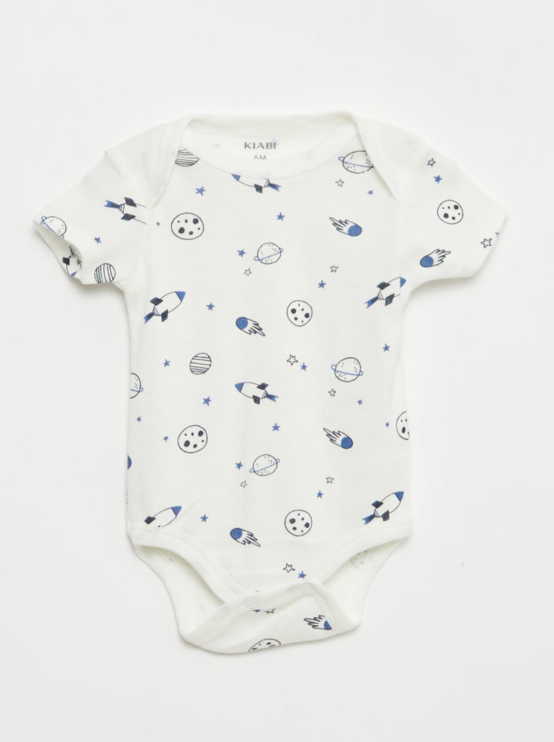 Bodies estampados de algodón - pack de 3 Blanco - Kiabi