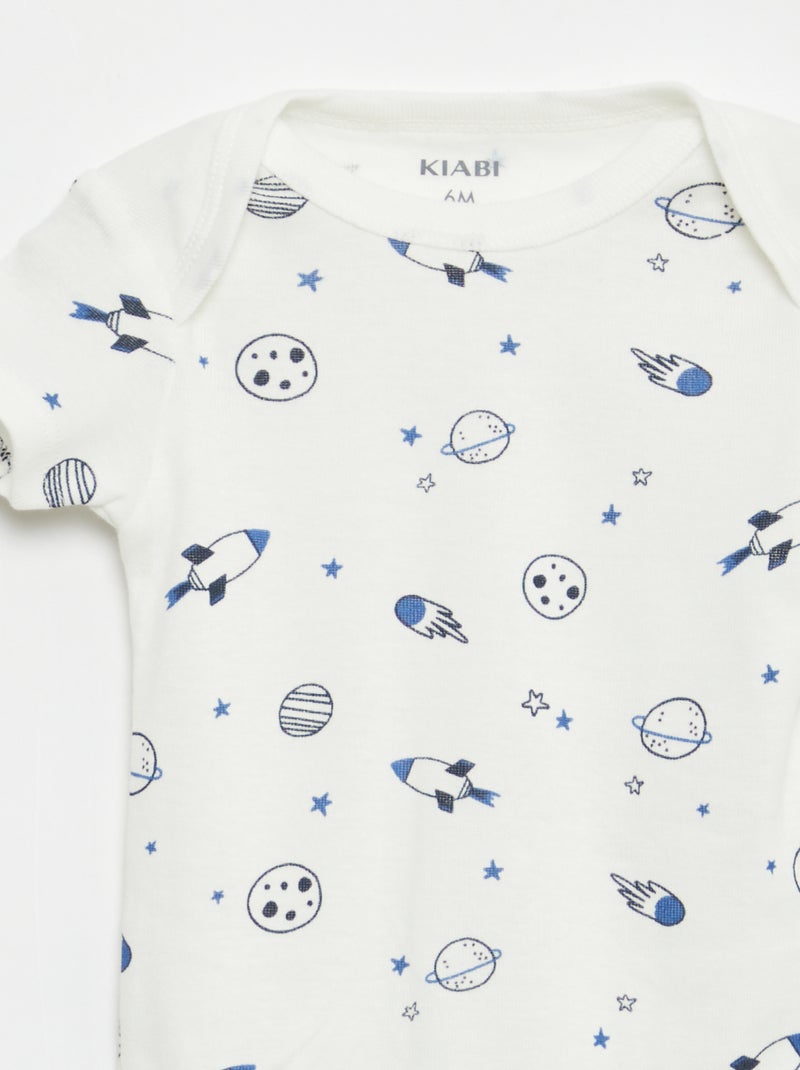 Bodies estampados de algodón - pack de 3 Blanco - Kiabi