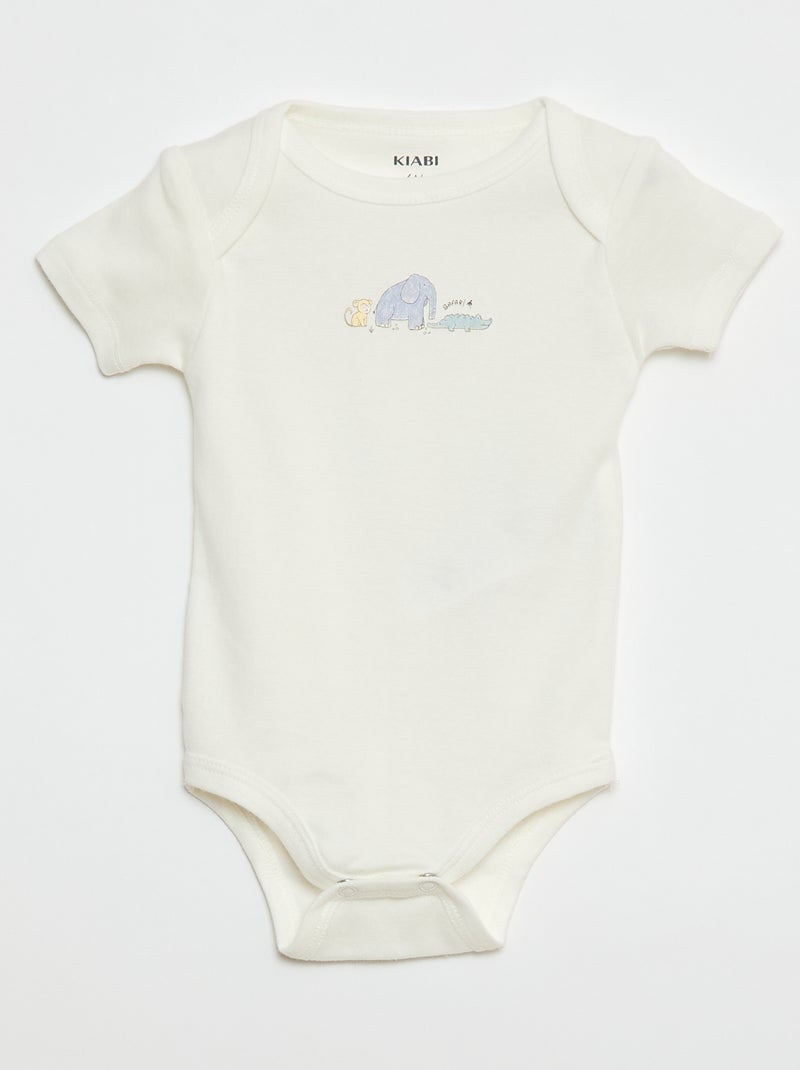 Bodies estampados de algodón - pack de 3 Blanco - Kiabi