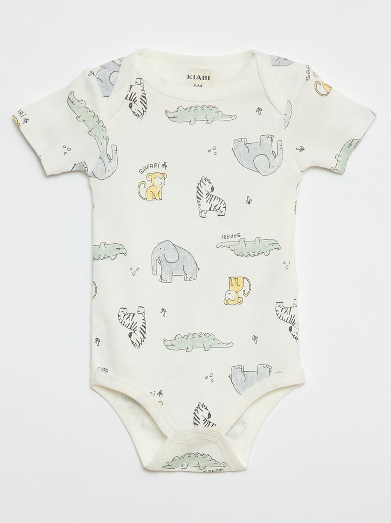 Bodies estampados de algodón - pack de 3 Blanco - Kiabi