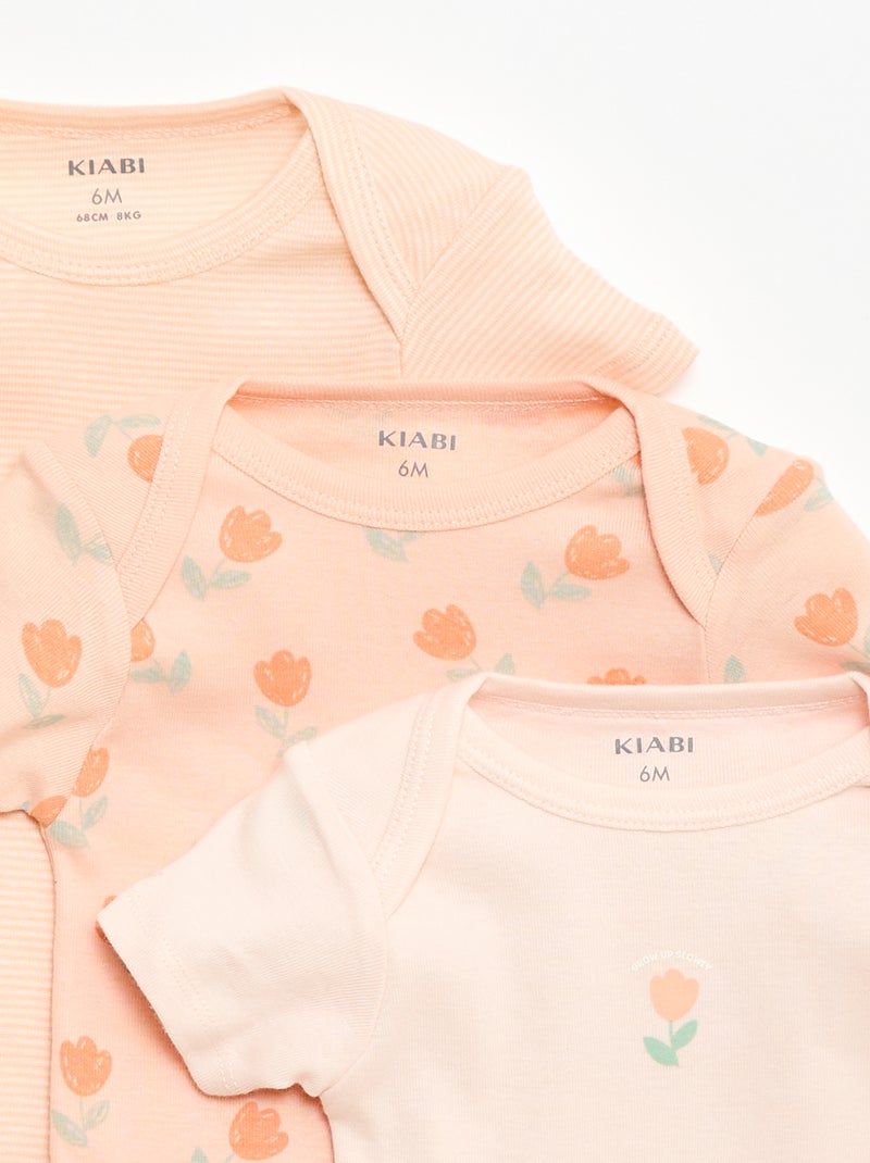 Bodies estampados de algodón - pack de 3 Naranja - Kiabi