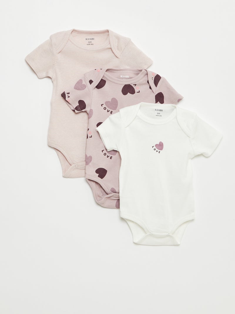 Bodies estampados de algodón - pack de 3 Purpura - Kiabi