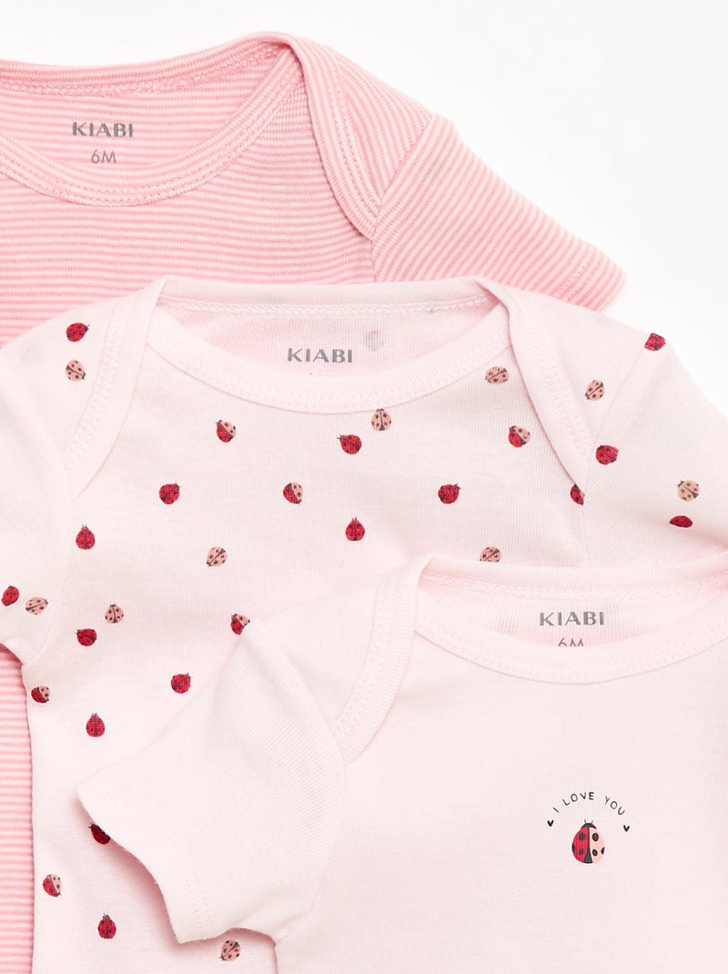 Bodies estampados de algodón - pack de 3 Rosa - Kiabi