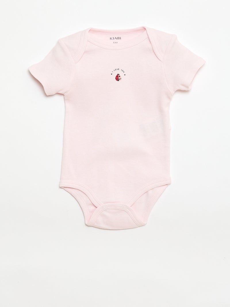 Bodies estampados de algodón - pack de 3 Rosa - Kiabi