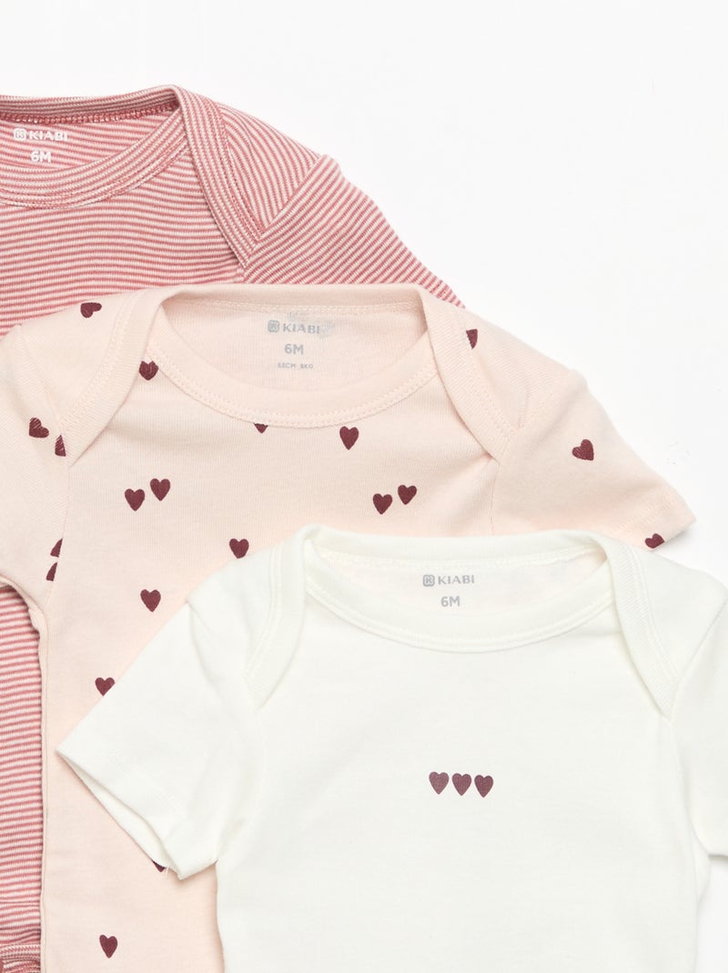 Bodies estampados de algodón - pack de 3 Rosa - Kiabi