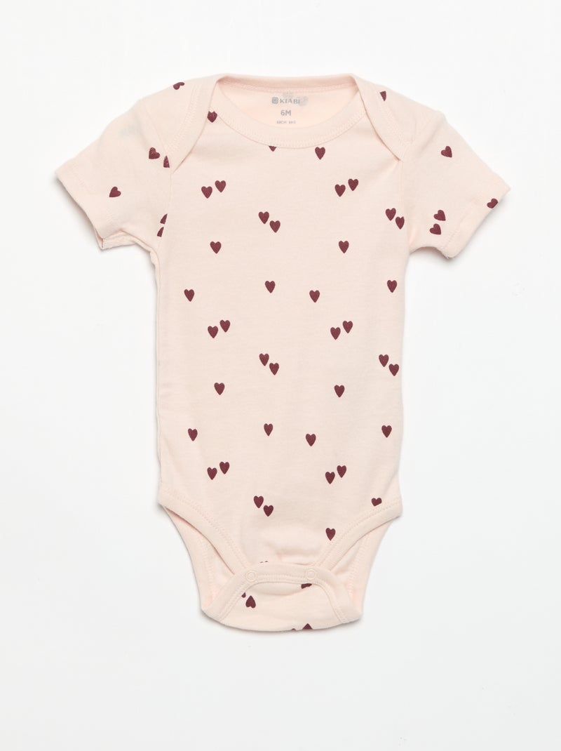 Bodies estampados de algodón - pack de 3 Rosa - Kiabi