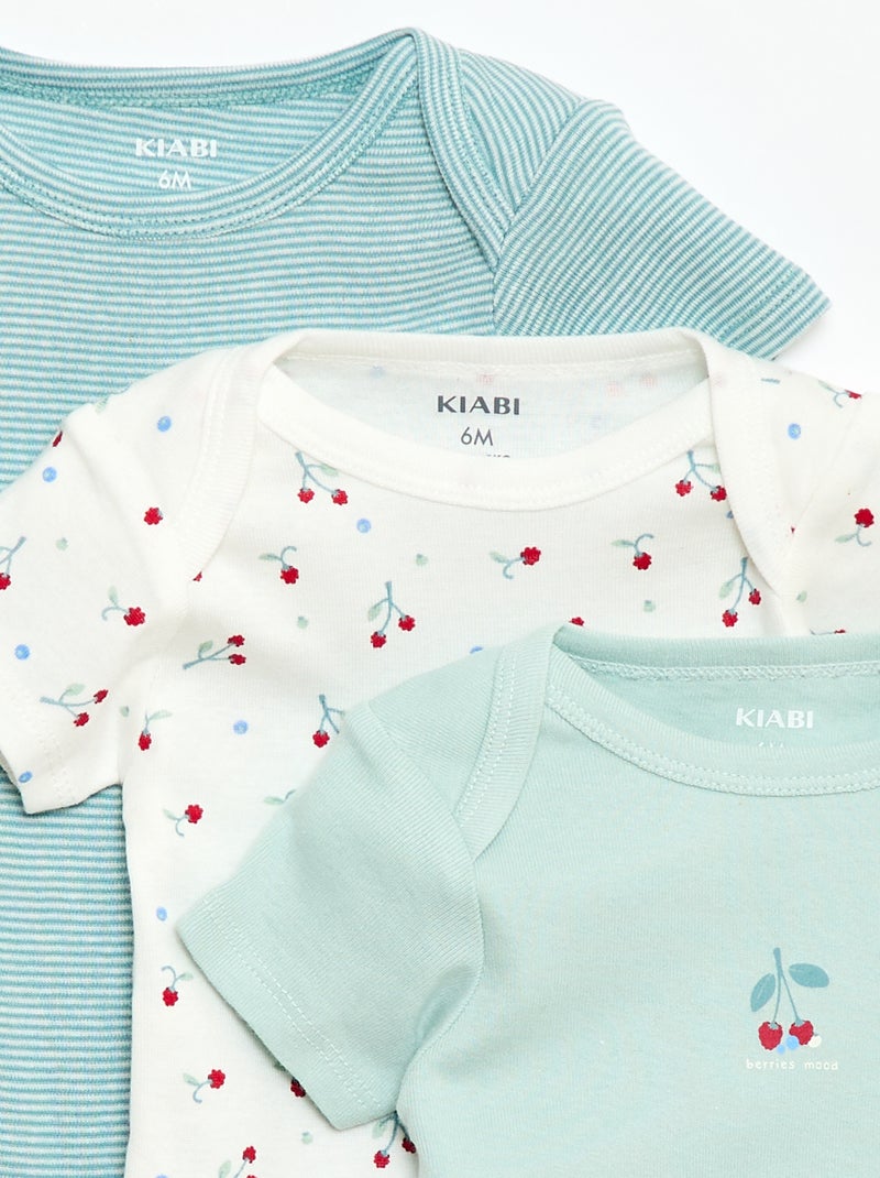 Bodies estampados de algodón - pack de 3 Verde - Kiabi
