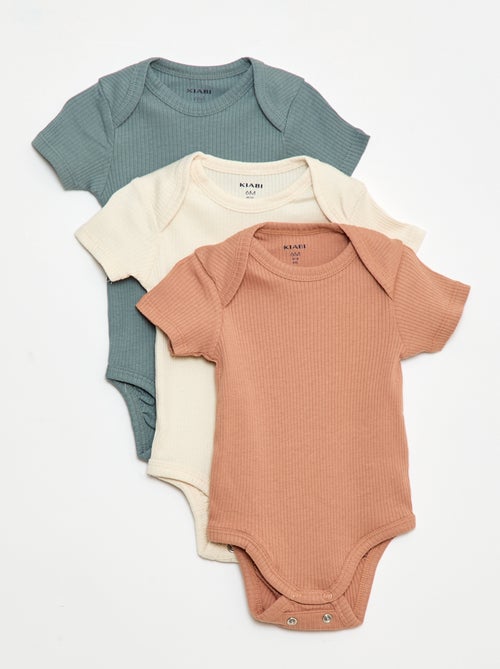Bodies evolutivos de punto liso - Pack de 3 - Kiabi