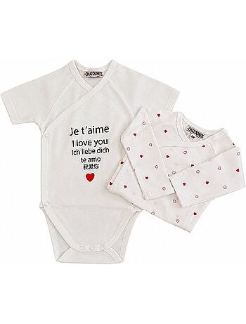Bodis x2 de manga corta para bebé Les Chatounets "LOVE