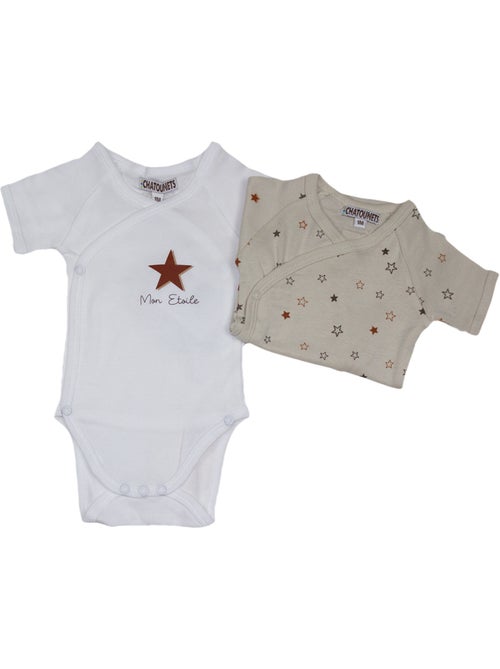 Bodis x2 de manga corta para bebé Les Chatounets "STAR" - Kiabi Bodis x2 de manga corta para bebé Les Chatounets "STAR" - Kiabi