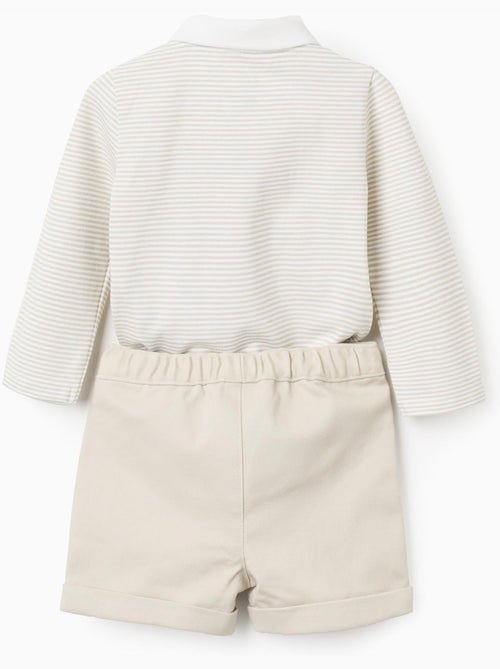 Body a rayas + pantalón corto de sarga - Kiabi