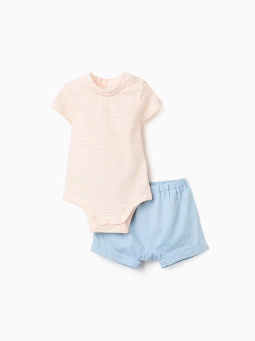 Body a rayas + pantalón corto vaquero - Kiabi
