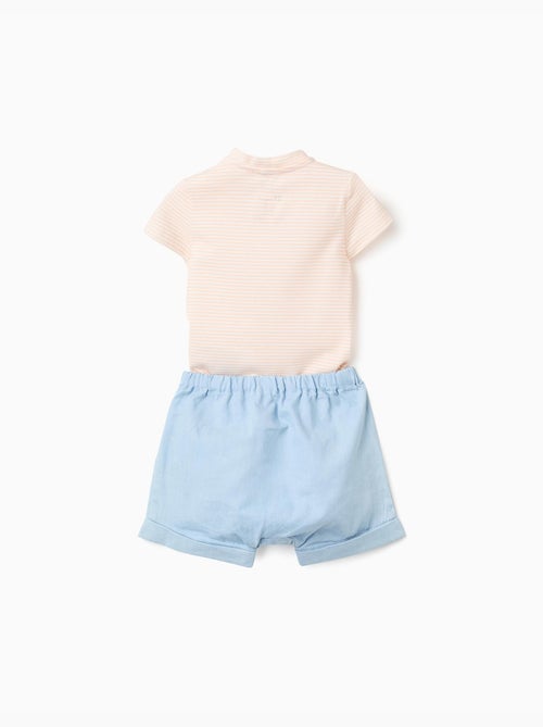 Body a rayas + pantalón corto vaquero - Kiabi