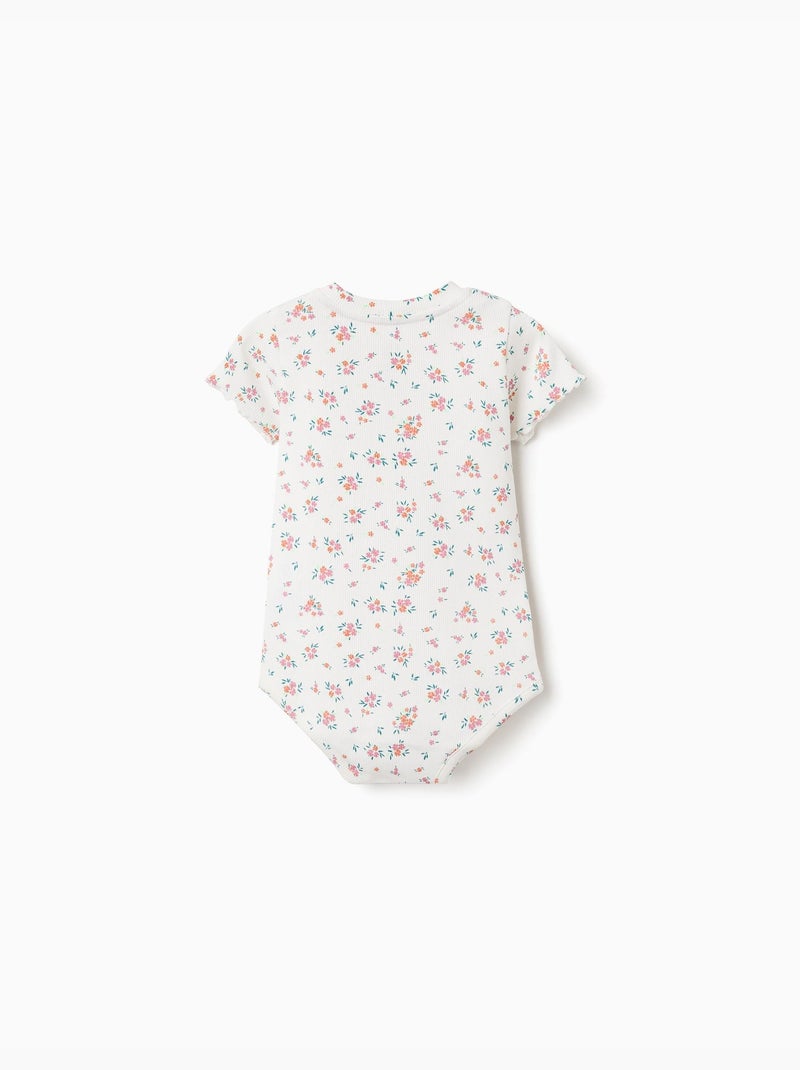 Body acanalado con estampado floral Beige claro - Kiabi