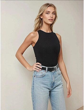 Body ajustado con cuello halter texturizado hiccup
