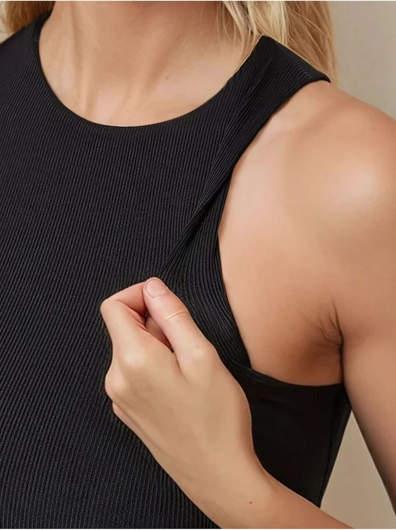 Body ajustado con cuello halter texturizado hiccup Negro - Kiabi