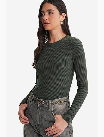 Camiseta de manga larga texturizada canalé suave ajustada mixray