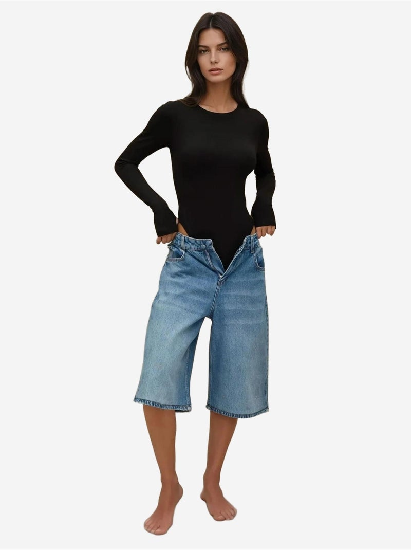 Body ajustado de cuello redondo hiccup Negro - Kiabi
