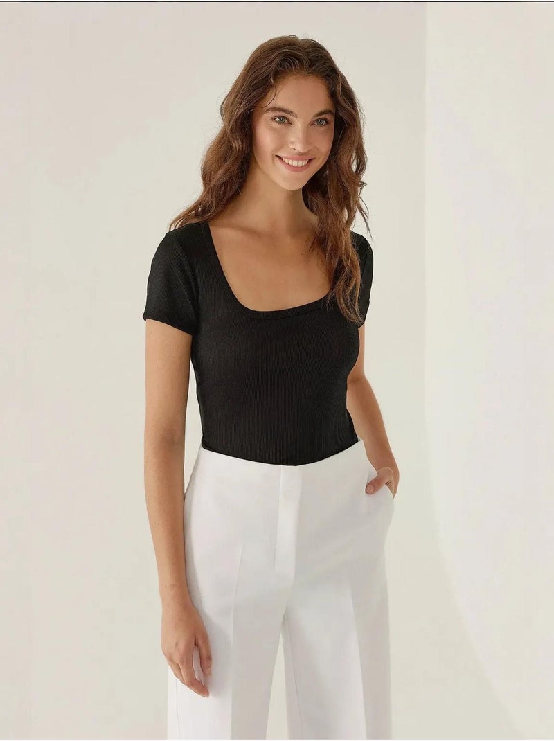 Body ajustado de cuello redondo hiccup Negro - Kiabi
