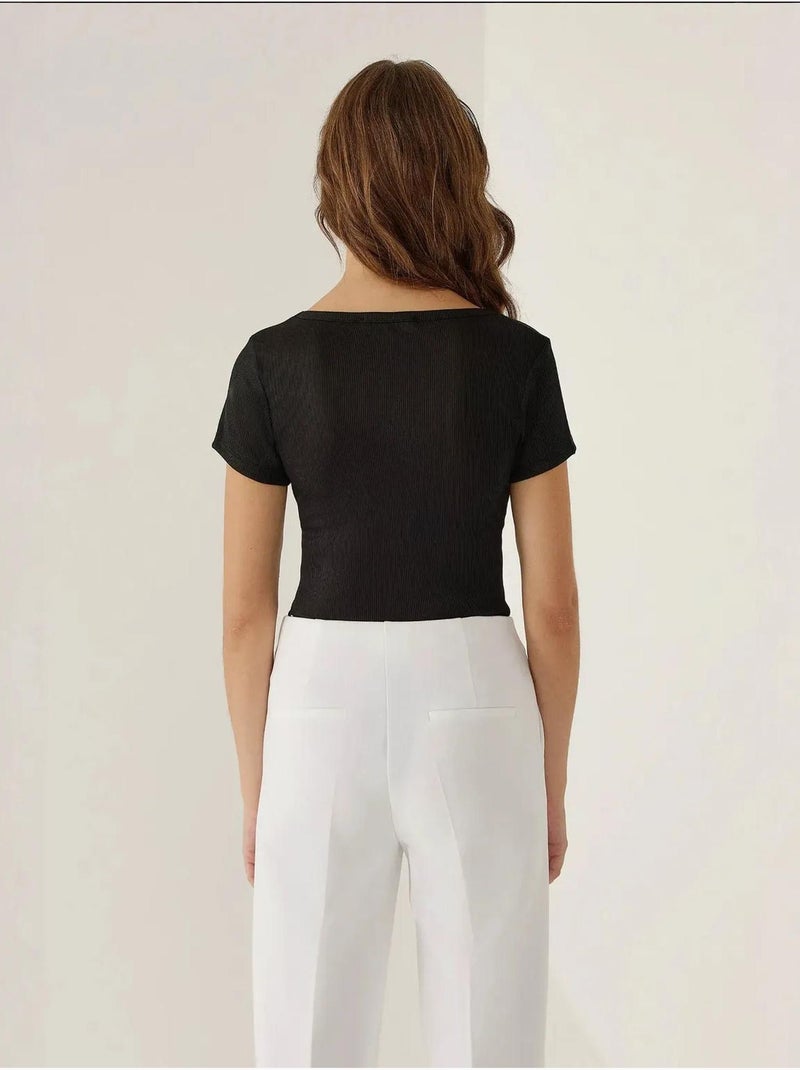Body ajustado de cuello redondo hiccup Negro - Kiabi
