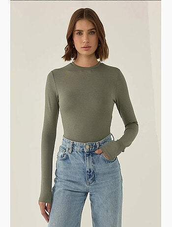 Body ajustado de manga larga con cuello redondo hiccup