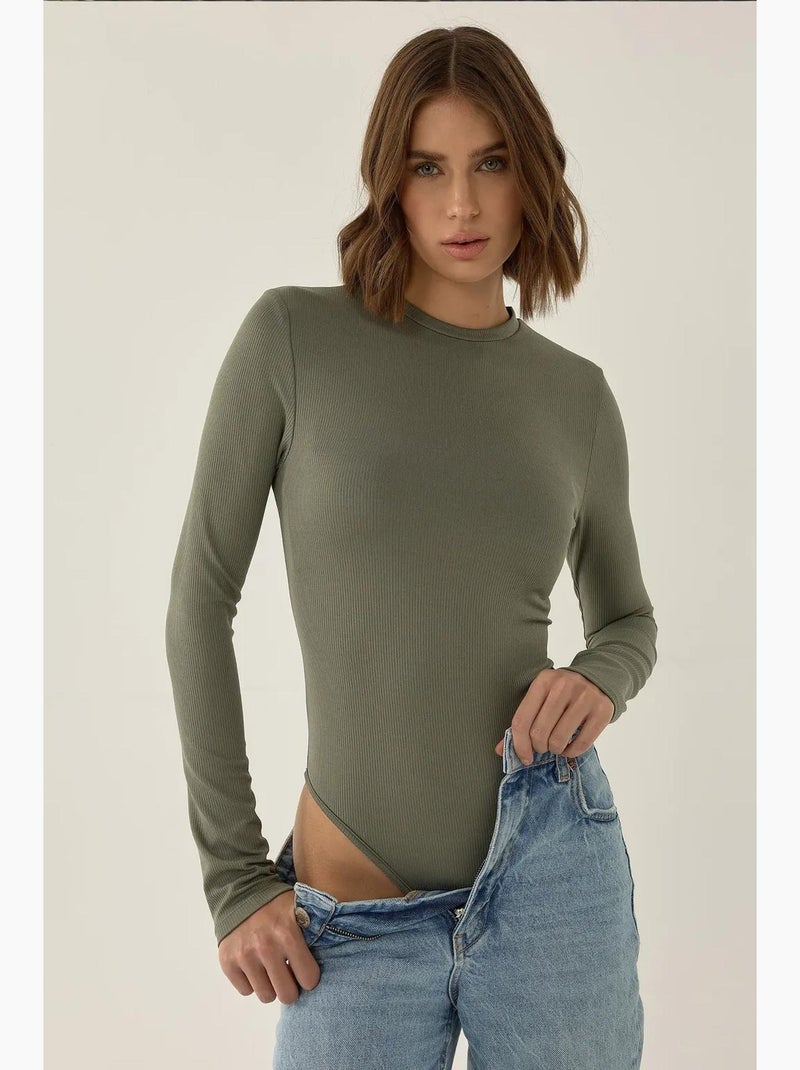 Body ajustado de manga larga con cuello redondo hiccup Verde - Kiabi