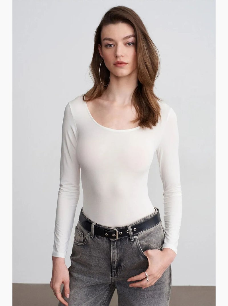 Body ajustado de punto modal dilvin Blanco - Kiabi