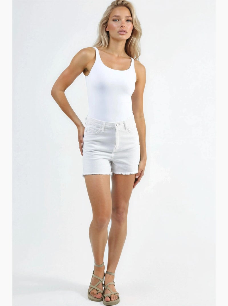 Body ajustado sin mangas con cuello en u y cierre a presión busem Blanco - Kiabi
