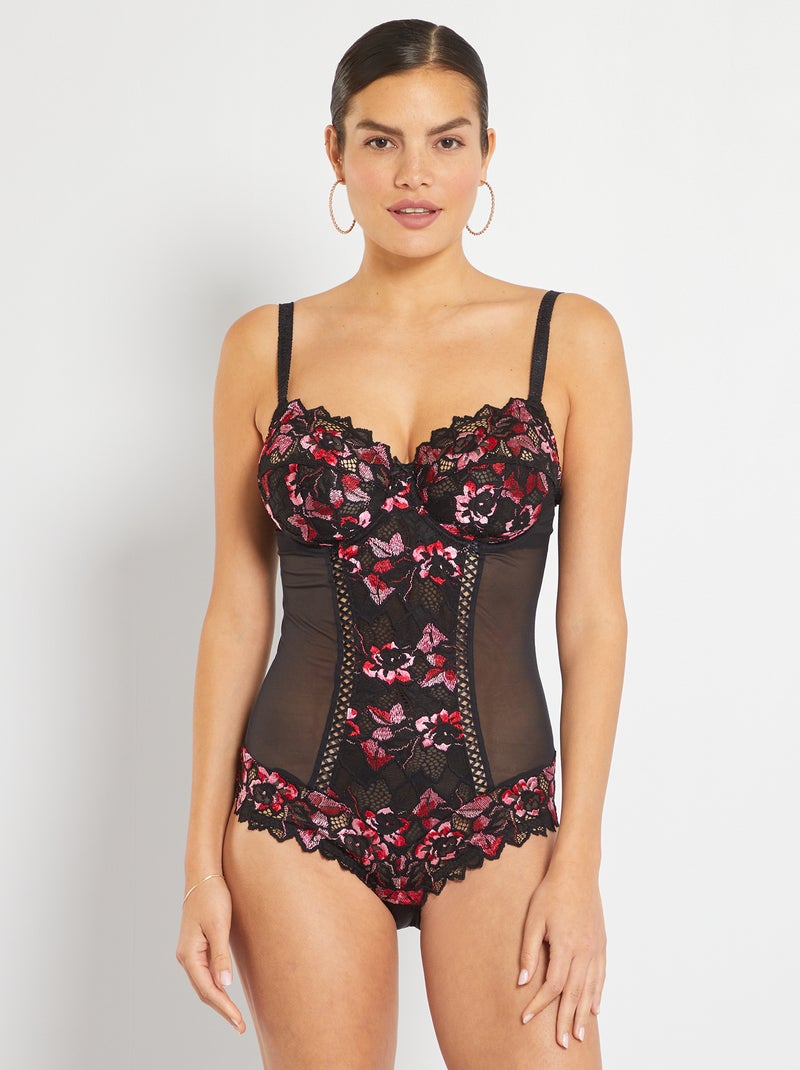 Body Arum Gala 'Sans Complexe' negro/rosa - Kiabi