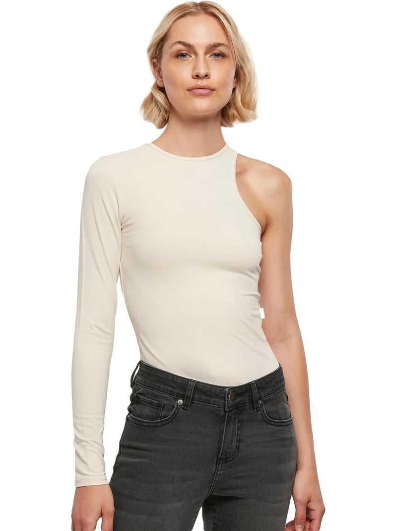 Body asimétrico de orgánico para mujer - urban classics Blanco nacarado - Kiabi