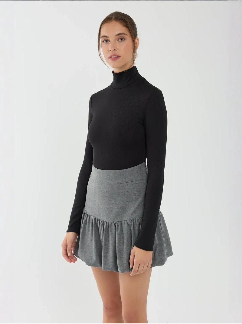 Body básico de punto con cuello alto hiccup Negro - Kiabi