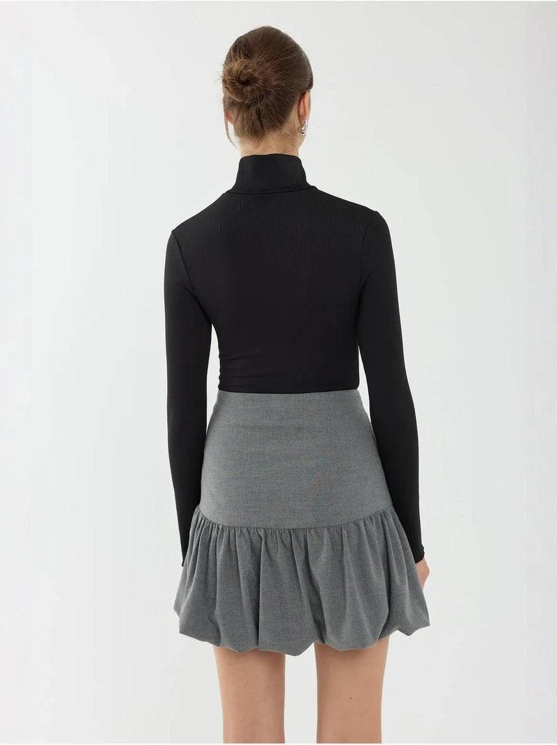 Body básico de punto con cuello alto hiccup Negro - Kiabi