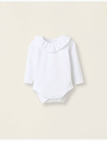 Body-blusa con volantes en algodón