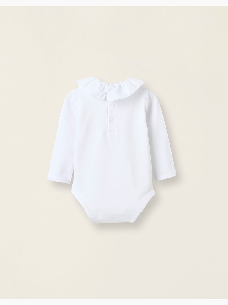 Body-blusa con volantes en algodón Blanco - Kiabi