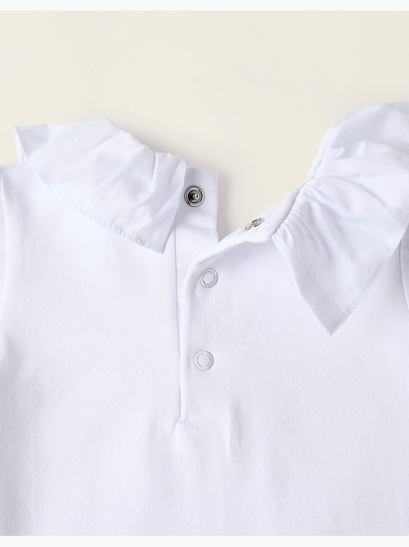 Body-blusa con volantes en algodón Blanco - Kiabi