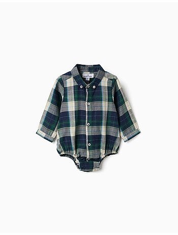 Body-camisa de algodón a cuadros b&s