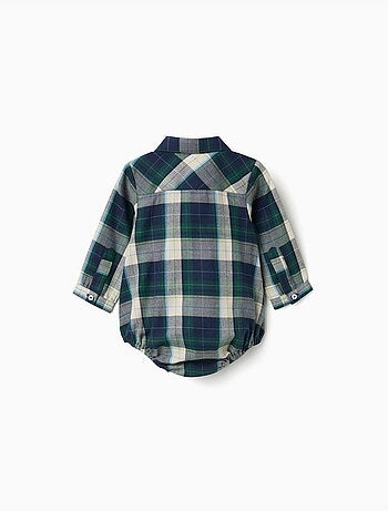 Body-camisa de algodón a cuadros b&s