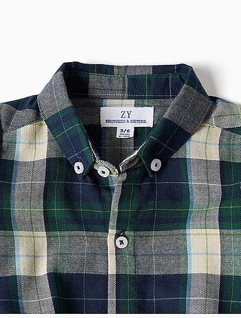 Body-camisa de algodón a cuadros b&s