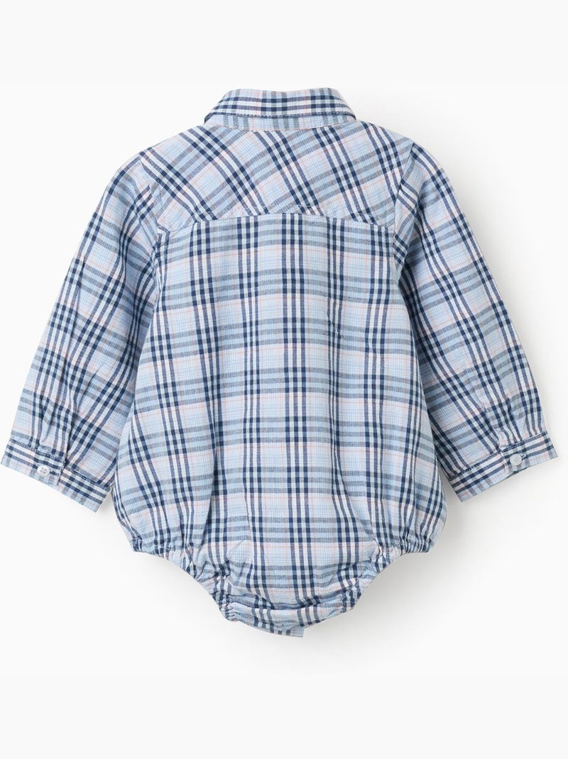 Body-camisa de algodón a cuadros B&S Azul oscuro - Kiabi