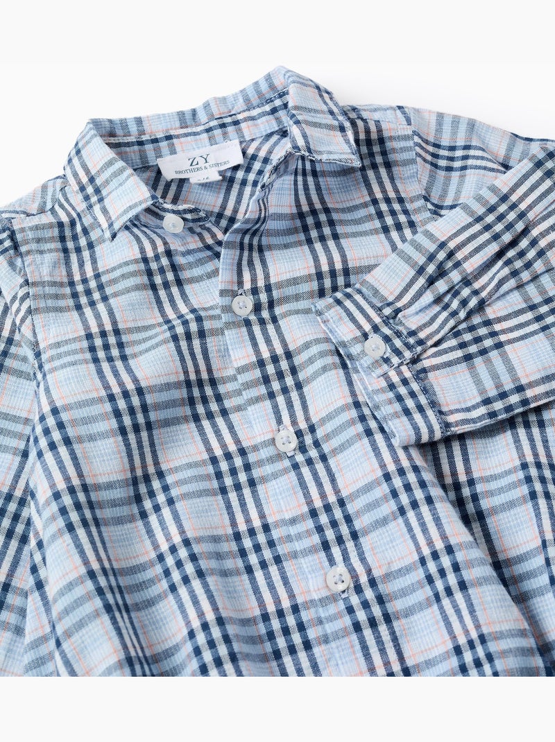 Body-camisa de algodón a cuadros B&S Azul oscuro - Kiabi