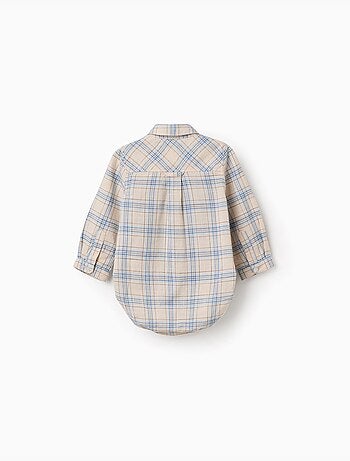 Body-camisa de algodón a cuadros