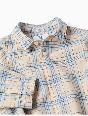 Body-camisa de algodón a cuadros
