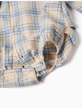 Body-camisa de algodón a cuadros
